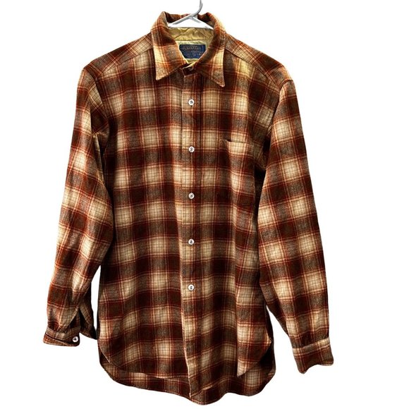 Vintage Pendleton Wool Shirt 1960s 70s Button Front Plaid Vintage Pendleton Wool Shirt 1960s 70s Button Front Plaid